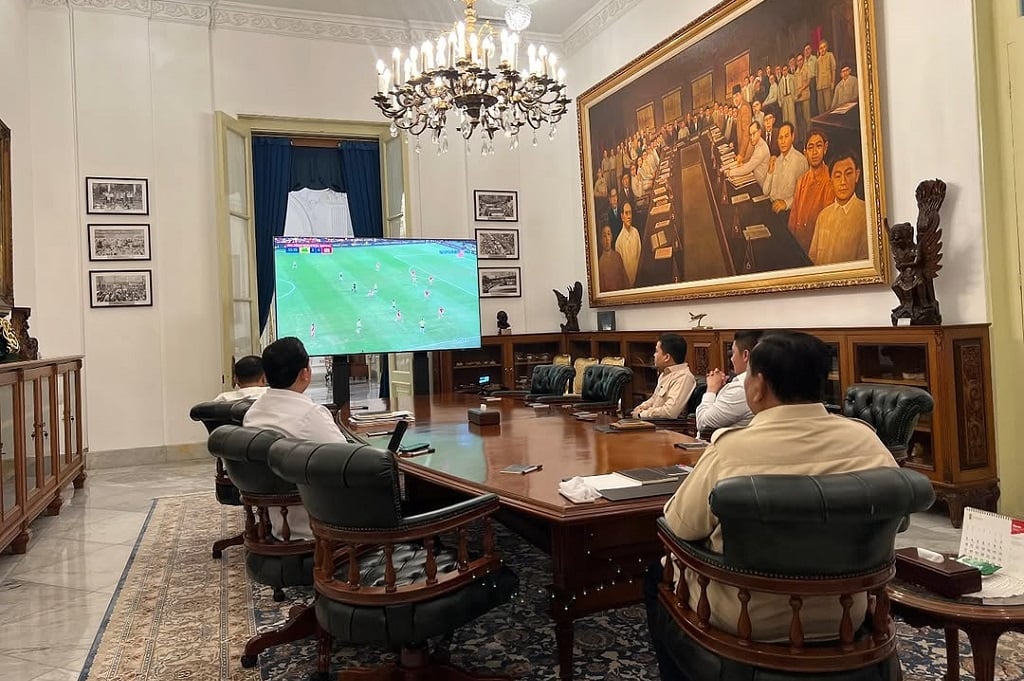 Potret Prabowo Nobar Timnas Indonesia vs Australia di Istana