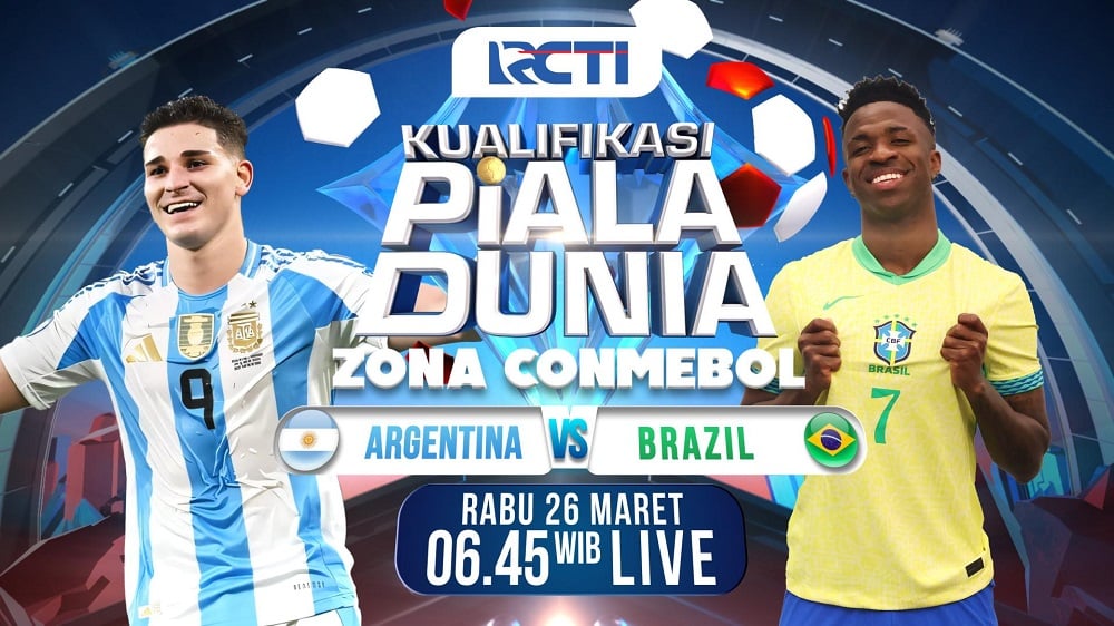 Live RCTI! Argentina Vs Brasil di Kualifikasi Piala Dunia 2026 Pagi Ini