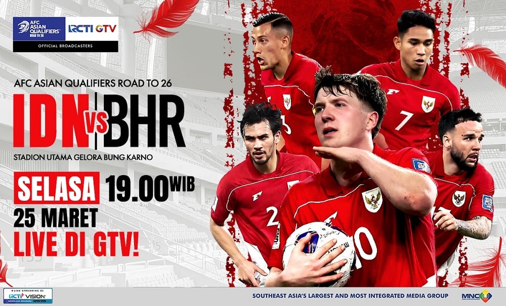 Link Live Streaming Timnas Indonesia vs Bahrain: Tonton Langsung di RCTI dan GTV