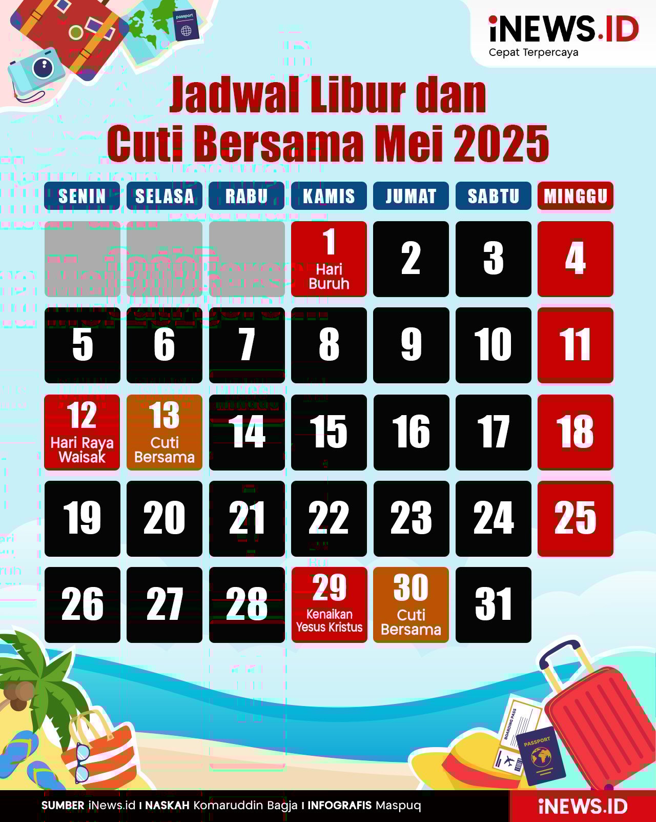 Infografis Jadwal Libur dan Cuti Bersama Mei 2025