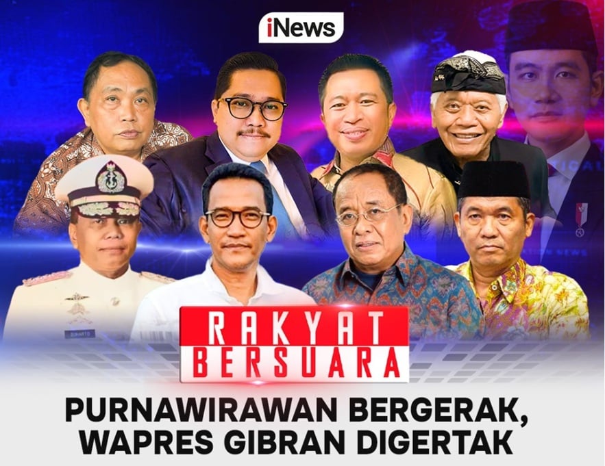 Rakyat Bersuara Malam Ini: Purnawirawan Bergerak, Wapres Gibran Digertak, Live di iNews