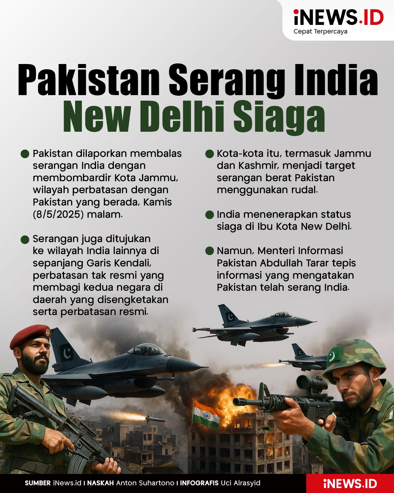 Infografis Pakistan Bombardir India, New Delhi Siaga Tinggi