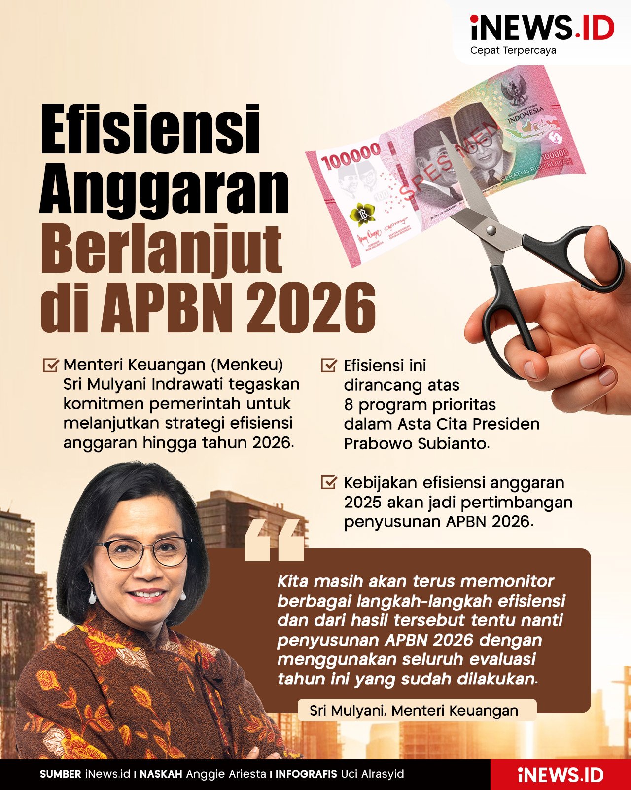 Infografis Efisiensi Anggaran Berlanjut di APBN 2026