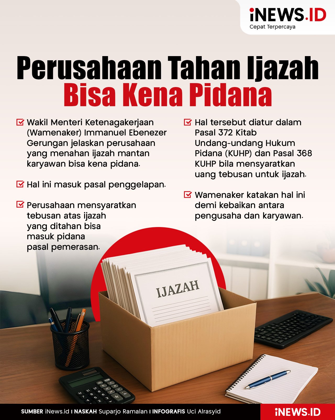 Infografis Perusahaan Tahan Ijazah Karyawan Bisa Kena Pidana