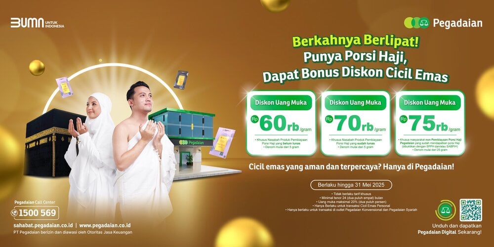 Cicil Emas di Pegadaian Dapat Diskon Uang Muka, Begini Caranya!