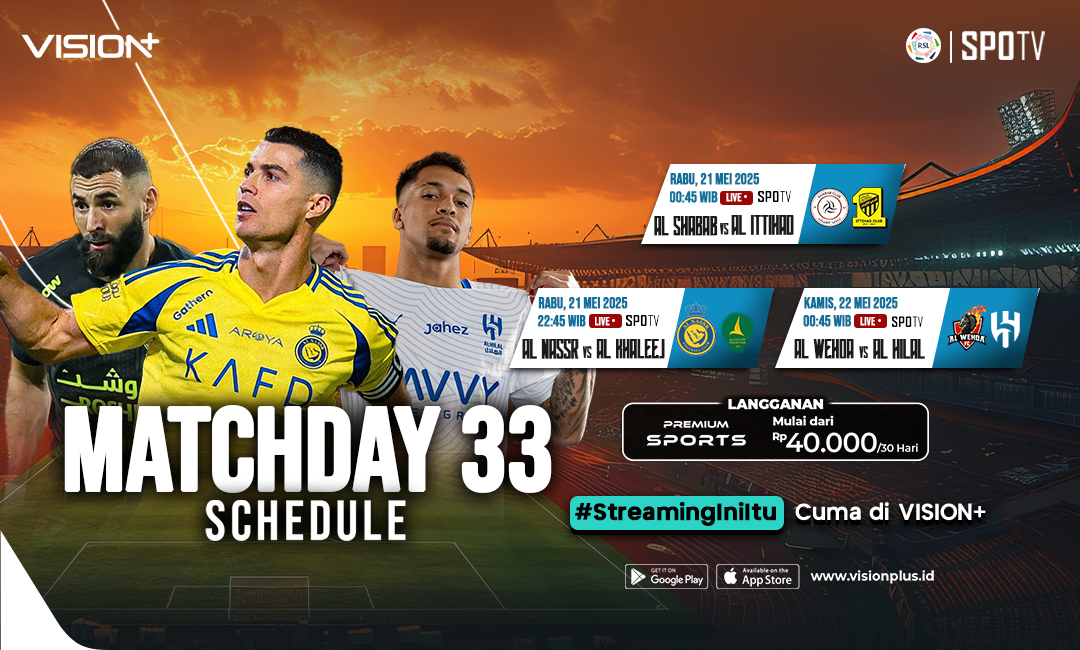 Jadwal dan Link Live Streaming Al Nassr dan Al Ittihad di ROSHN Saudi League Pekan ke-33, Saksikan di Vision+!