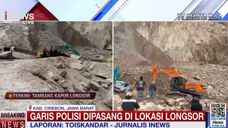 Rawan Longsor Susulan, Garis Polisi Dipasang di Area Tambang Gunung Kuda Cirebon