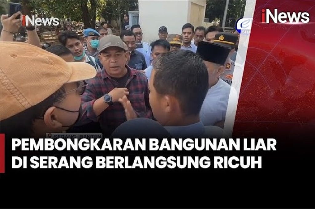 Bongkar 154 Lapak Liar di Serang Bangun, Petugas dan Pedagang Adu Mulut