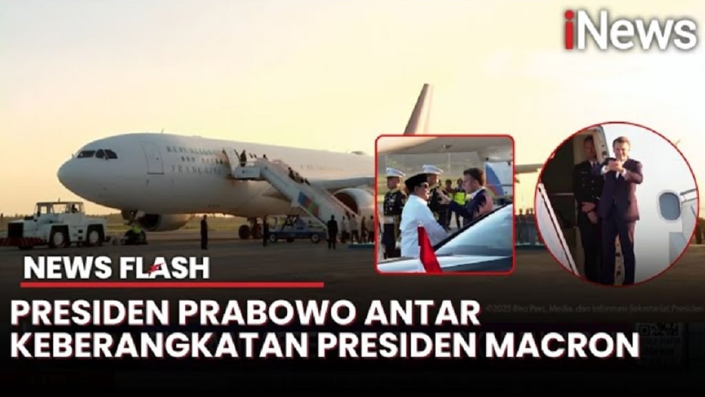 Momen Prabowo dan Didit Antar Keberangkatan Macron ke Singapura