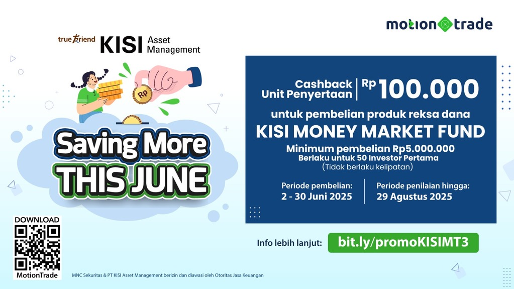 Promo Cashback Unit Penyertaan Rp100.000 dari KISI Asset Management, Hanya di MotionTrade!