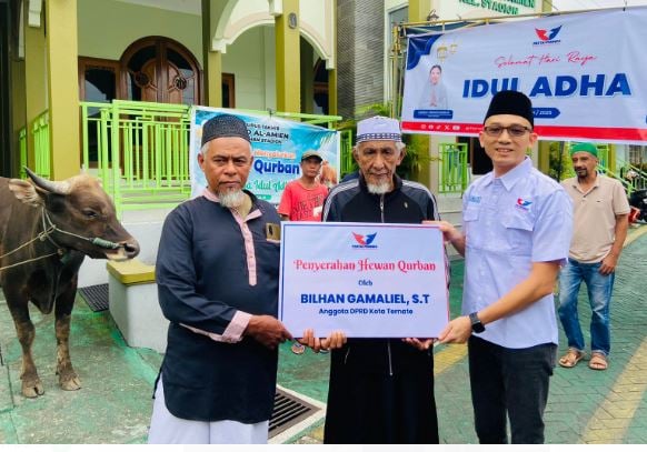 Bilhan Gamaliel Salurkan Hewan Kurban di Ternate, Meriahkan Program Perindo Idul Adha Fest