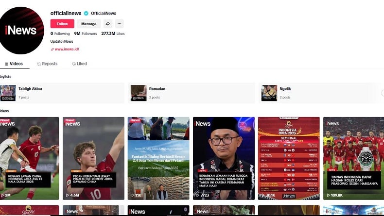 Di Aplikasi TikTok, iNews Jadi Media Rujukan Nomor Satu