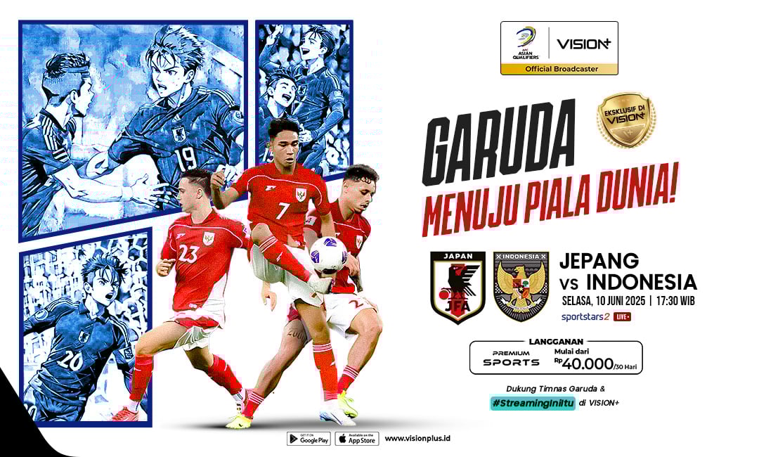 Cara Nonton Live Streaming Timnas Indonesia vs Jepang di Vision+
