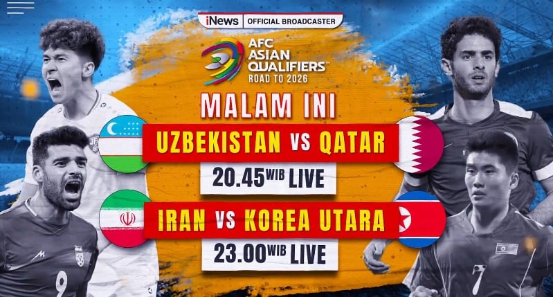 Saksikan Uzbekistan Vs Qatar dan Iran Kontra Korut di iNews Premium Sports Malam Ini