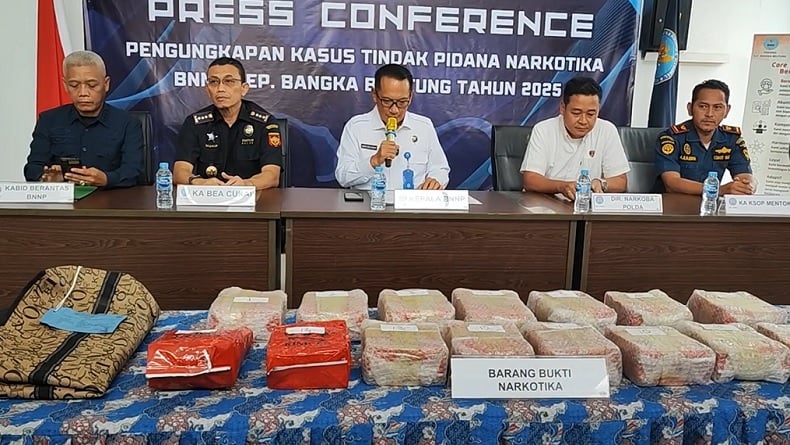 BNNP Babel Gagalkan Penyelundupan 15 Kg Sabu, Dibawa dari Medan 