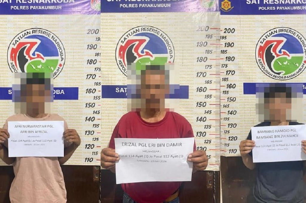 Polisi Tangkap 3 Pengedar Narkoba di Payakumbuh, Sita Puluhan Paket Sabu Siap Edar