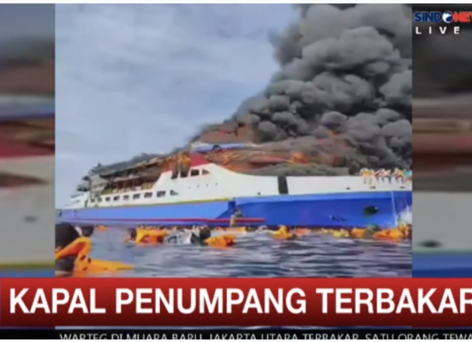 KM Barcelona 5 Terbakar di Pulau Talise, Penumpang Lompat ke Laut