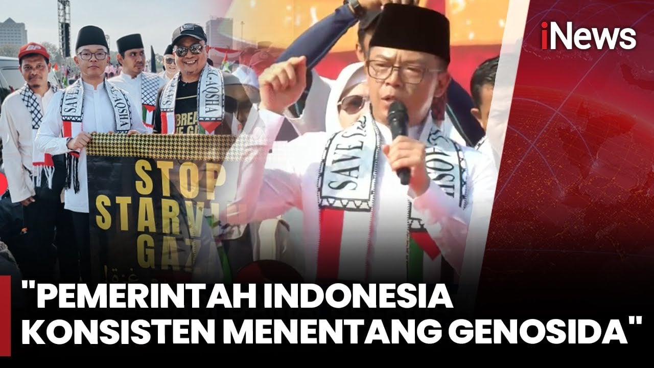 Menlu Sugiono Ikut Aksi Bela Palestina di Monas, Serukan Tolak Genosida!
