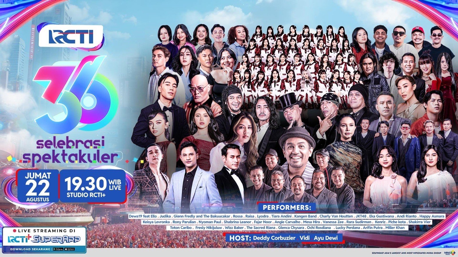 Malam Ini! Panggung Kolaborasi Lintas Generasi Musisi dan Artis Papan Atas Siap Meriahkan Selebrasi Spektakuler HUT Ke-36 RCTI