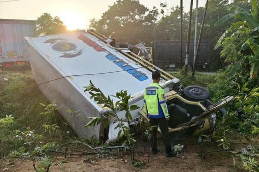Kecelakaan Maut Truk Boks Masuk Parit di Mesuji Lampung, Sopir Tewas Terjepit