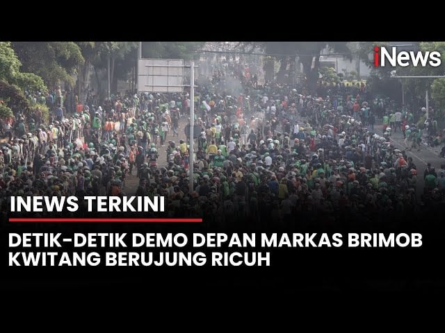 Suasana Mencekam! Demo Ojol Kepung Mako Brimob Jakarta Pusat, Aparat Bubarkan Massa