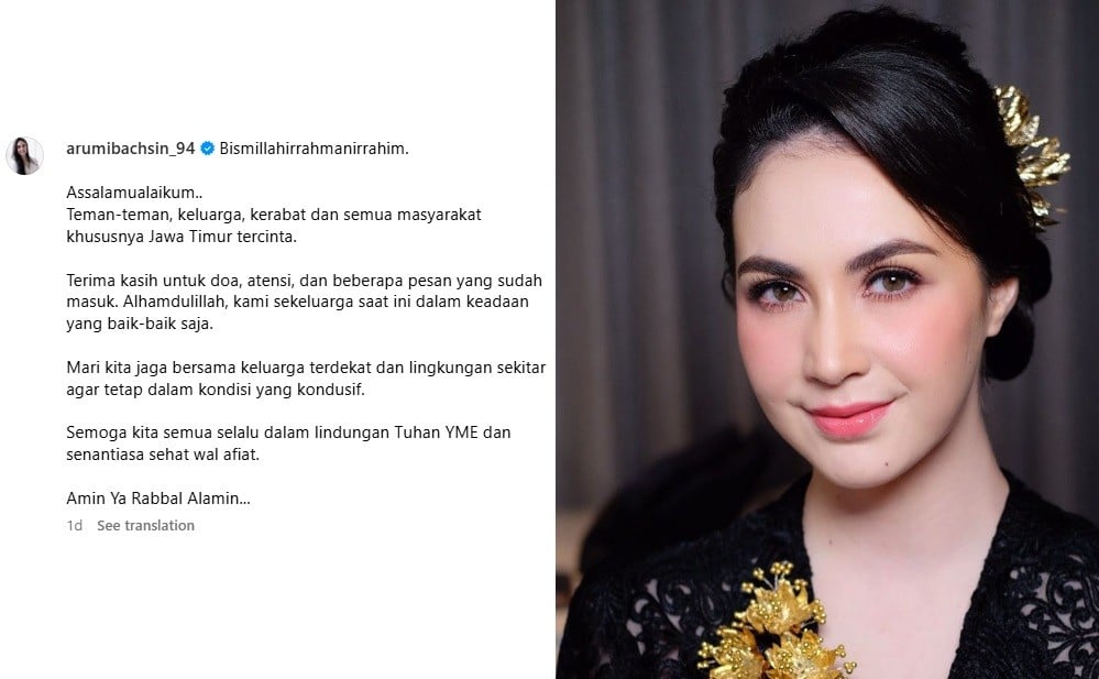 Arumi Bachsin Ungkap Kondisi Keluarga Usai Gedung Grahadi Dibakar