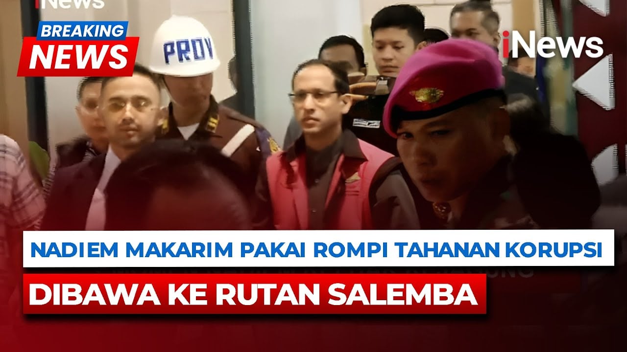 Detik-Detik Nadiem Makarim Muncul Pakai Rompi Pink, Tersangka Korupsi Laptop