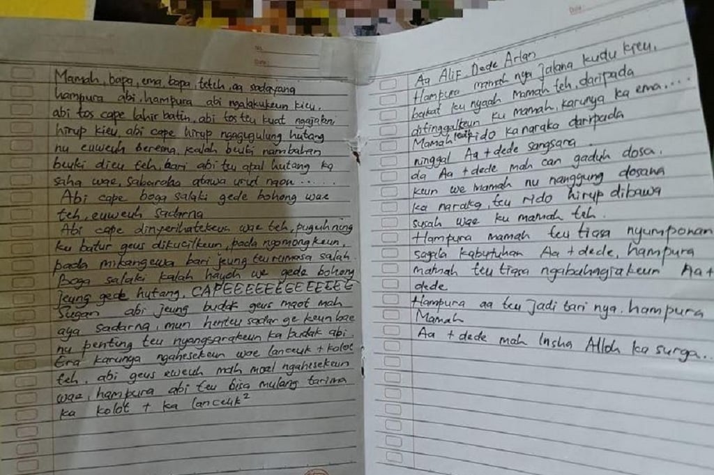 Bikin Sedih! Isi Surat Wasiat Ibu di Banjaran Bandung sebelum Tewas Bersama 2 Anaknya