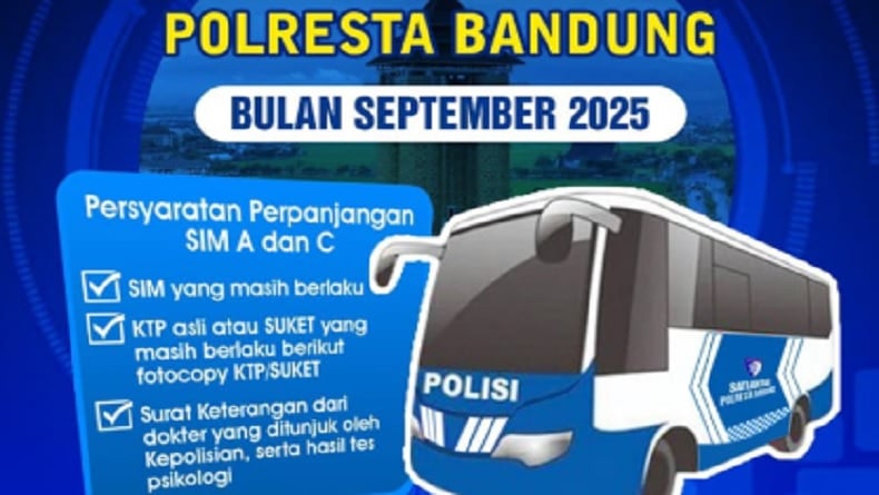 Jadwal SIM Keliling Bandung Hari Ini 6 September 2025, Cek Lokasi dan Persyaratannya