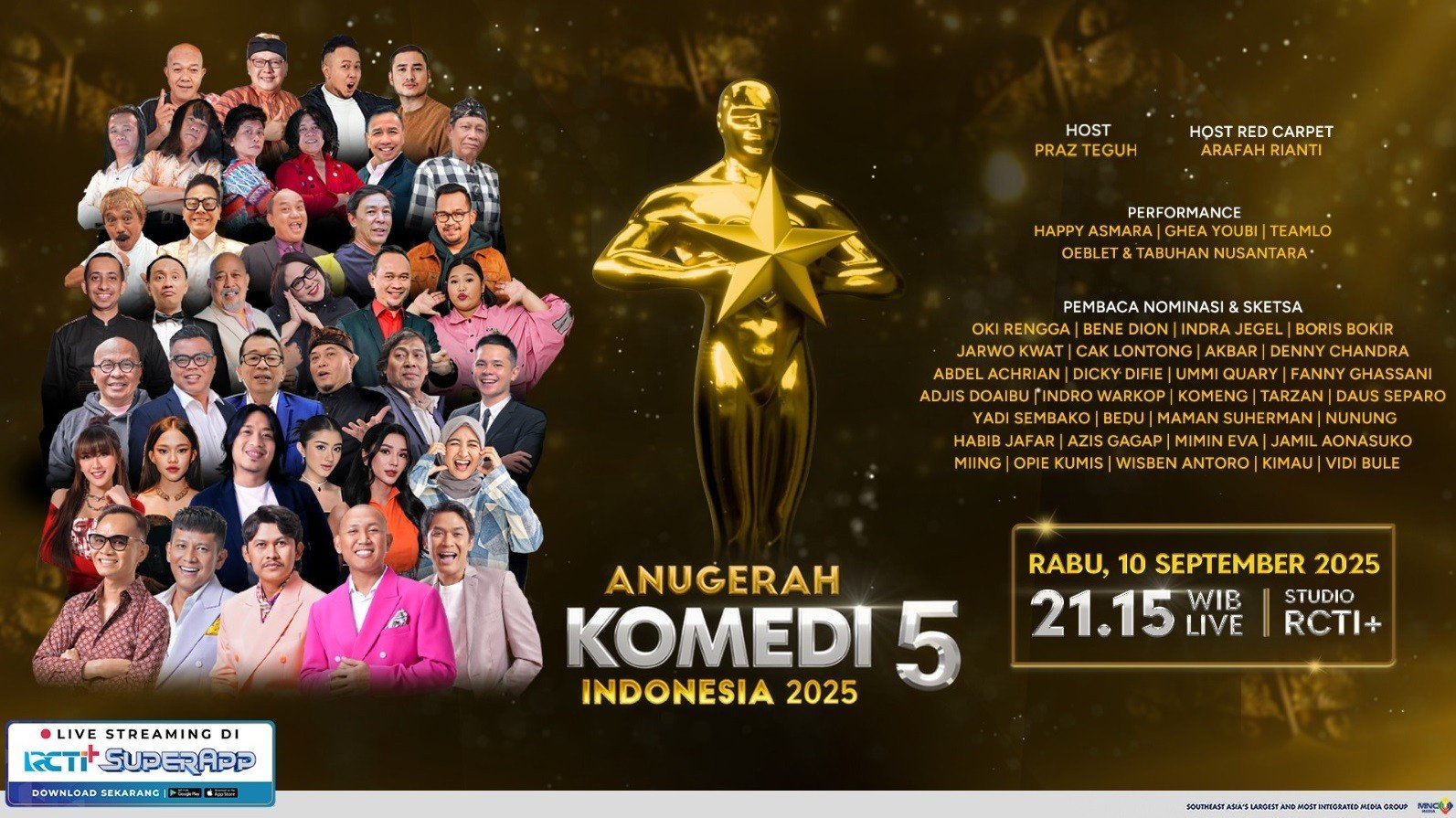 Malam Puncak ANUKOM 2025: Ajang Apresiasi Tertinggi Insan Komedi Indonesia