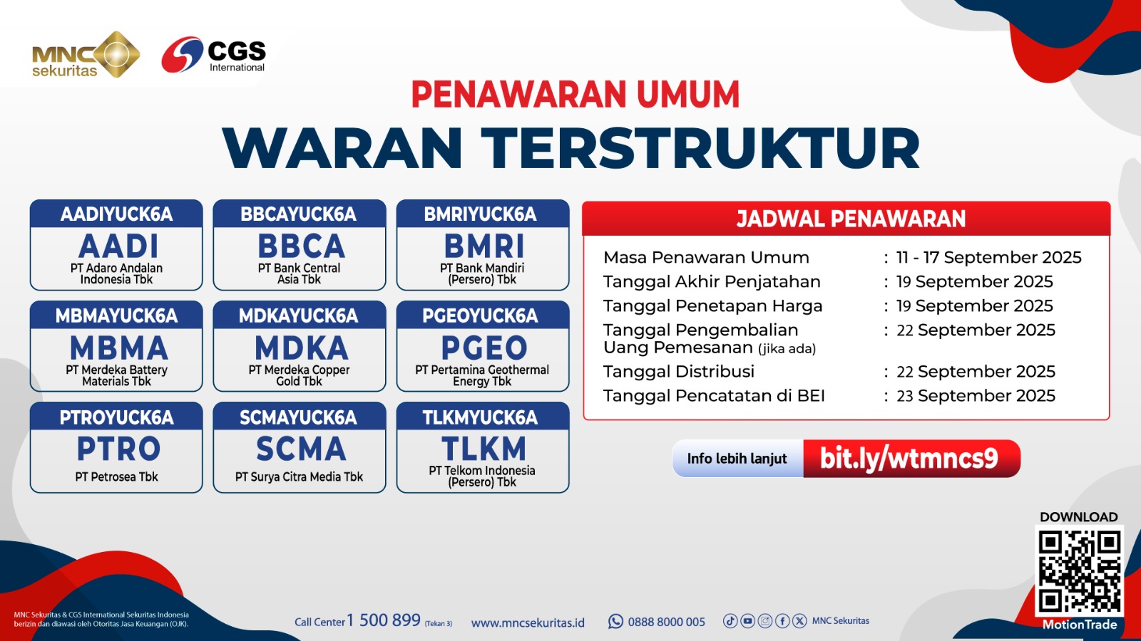 MNC Sekuritas dan CGS International Sekuritas Hadirkan Waran Terstruktur Seri ke-9, Berikut Daftarnya