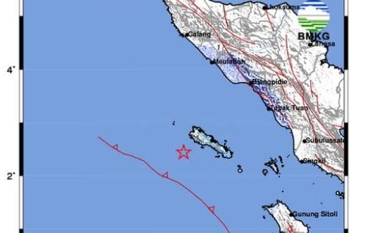 Pusat Gempa Terkini 2 Menit yang Lalu Guncang Sinabang Aceh, Cek Magnitudonya
