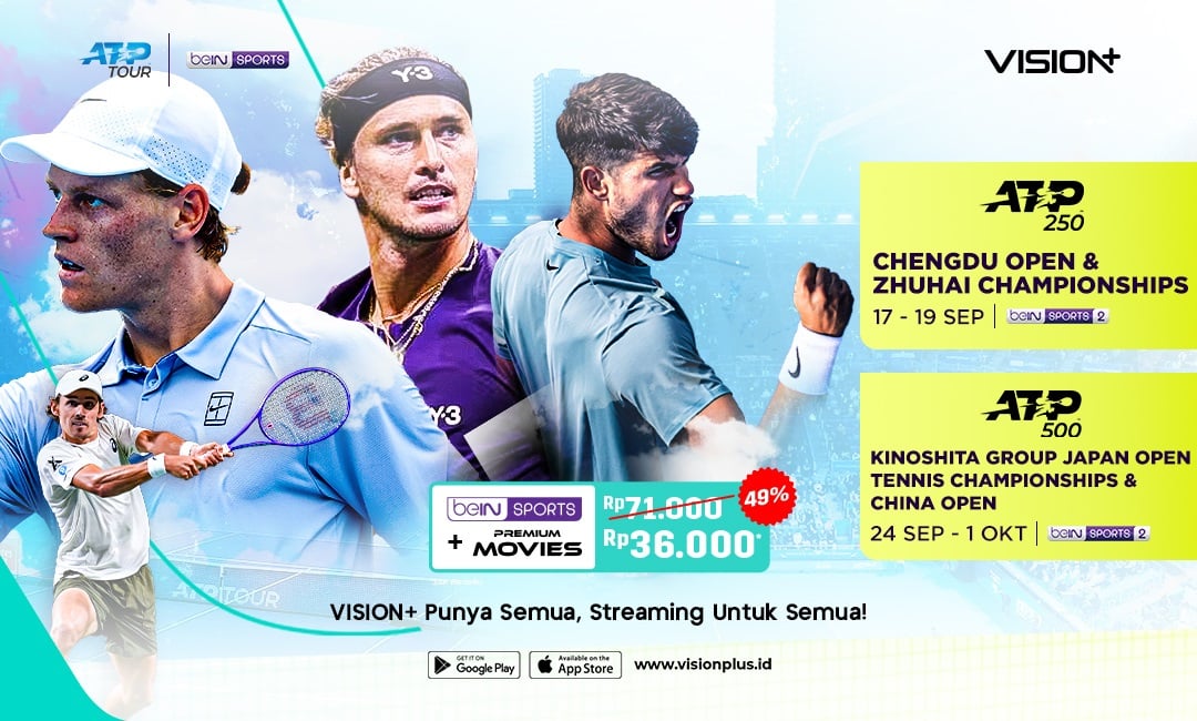 Saksikan ATP 250 Chengdu dan Hangzhou 2025 Live Eksklusif di VISION+