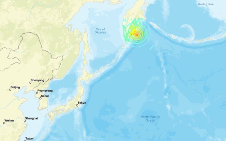 Gempa Dahsyat M7,8 Guncang Kamchatka Rusia, Tsunami 60 Cm Terjang Pesisir Pantai