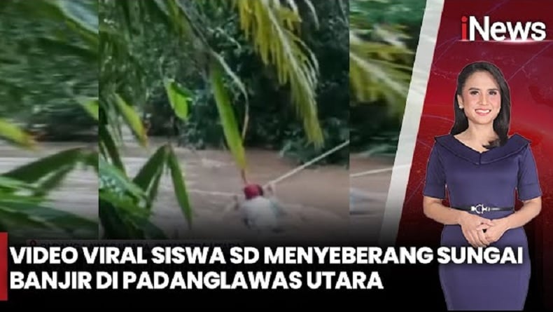 Viral Sejumlah Bocah SD Bertaruh Nyawa Seberangi Sungai Deras di Padang Lawas Utara