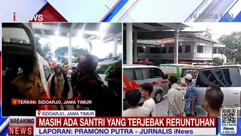 Musala Ponpes Al Khoziny Sidoarjo Ambruk, Ambulans Berdatangan Evakuasi Korban