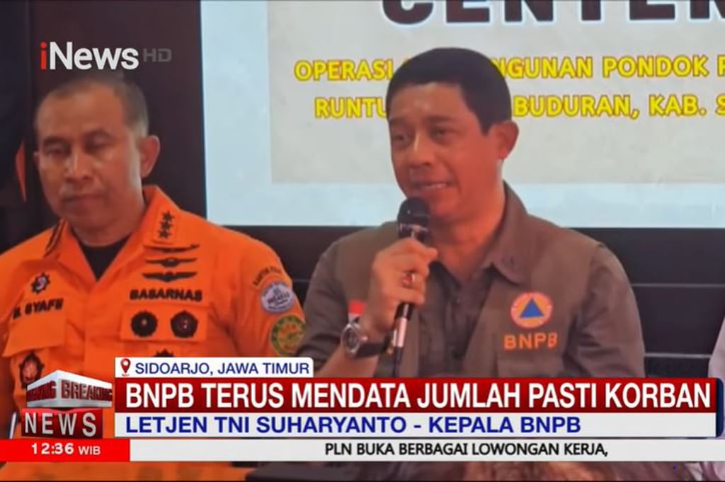 Kepala BNPB Datangi Ponpes Al Khoziny, Pantau Langsung Evakuasi Korban Musala Ambruk