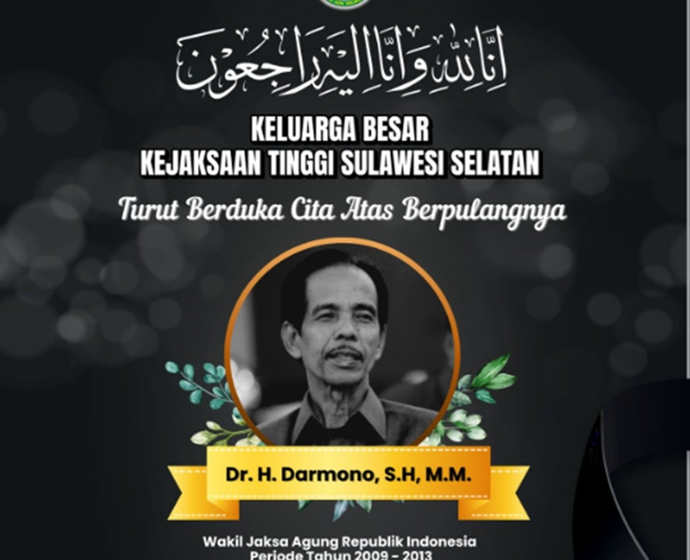 Mantan Wakil Jaksa Agung Darmono Meninggal Dunia di Usia 72 Tahun