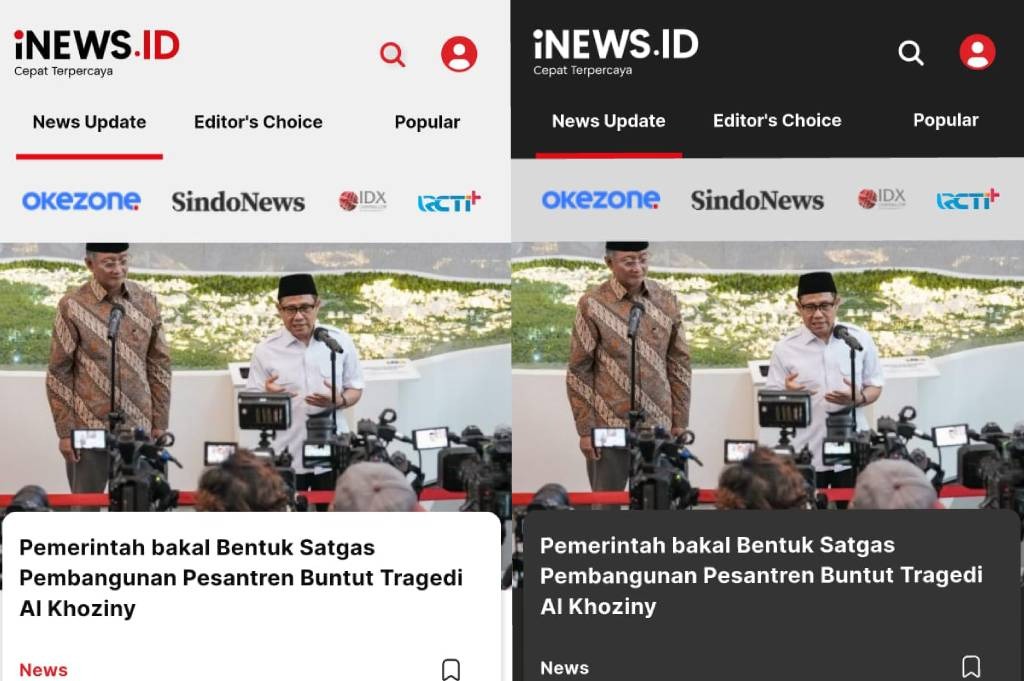 Aplikasi iNews.id Kini Hadir dengan Fitur Dark Mode, Baca Berita jadi Makin Nyaman