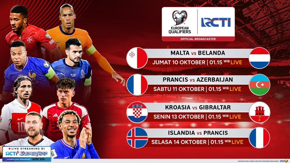 Kualifikasi Piala Dunia 2026 Zona Eropa: Malta Vs Belanda, Prancis Ditantang Azerbaijan, Live RCTI!