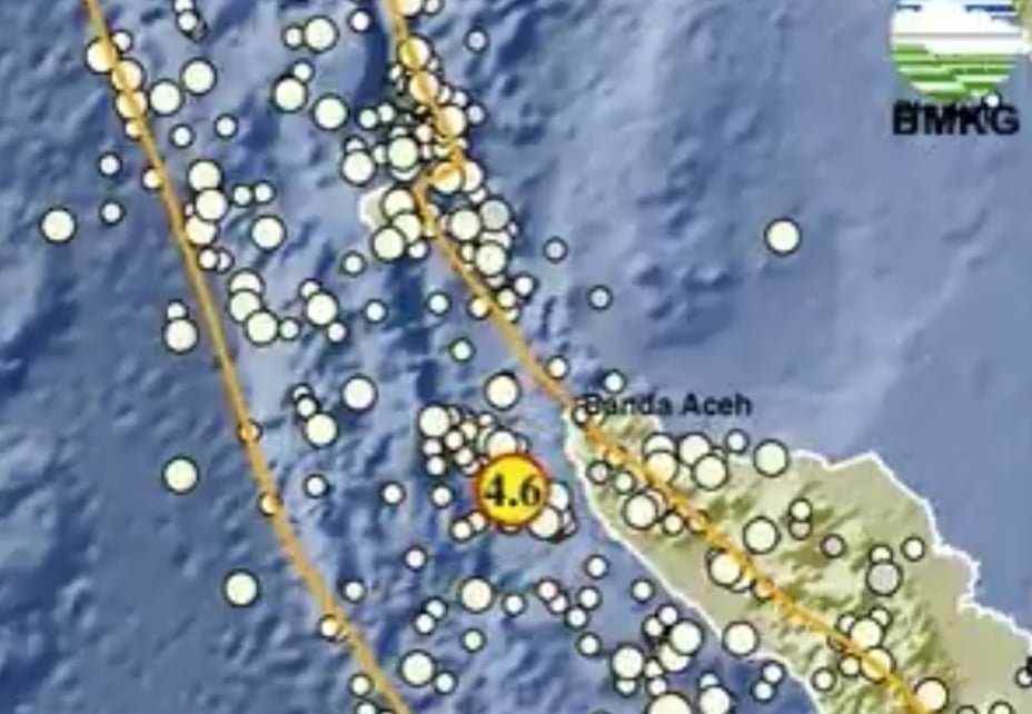 Info BMKG Gempa Terkini M 4,6 Guncang Jantho Aceh Besar