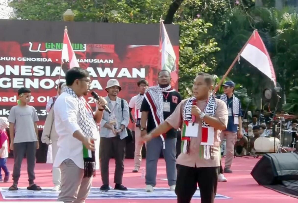 Tegas! Bedu dan Narji Serukan Terus Boikot Produk Dukung Israel di Aksi Bela Palestina