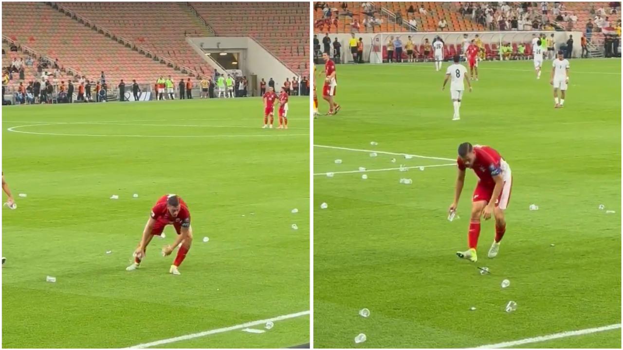 Viral Video Jay Idzes Bersihkan Sampah yang Dilempar ke Lapangan saat Laga Indonesia Vs Irak