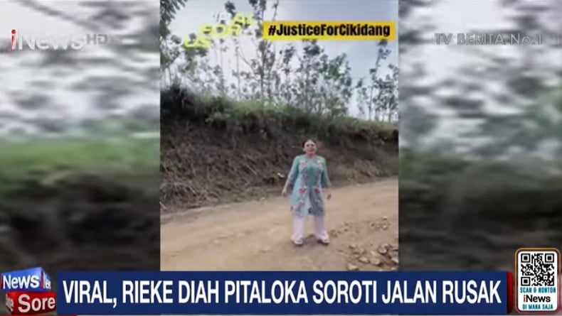 Anggota DPR Rieke Teriak Minta Gubernur Jabar Perbaiki Jalan Rusak di Cikidang