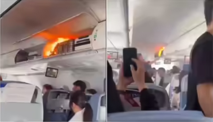 Viral Powerbank Meledak di Kabin Pesawat, Api Besar Bikin Penumpang Panik!