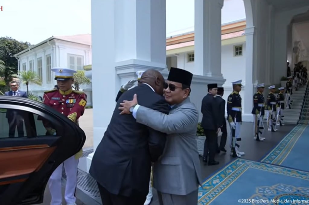 Presiden Prabowo Sambut Hangat Presiden Afrika Selatan Cyril Ramaphosa di Istana
