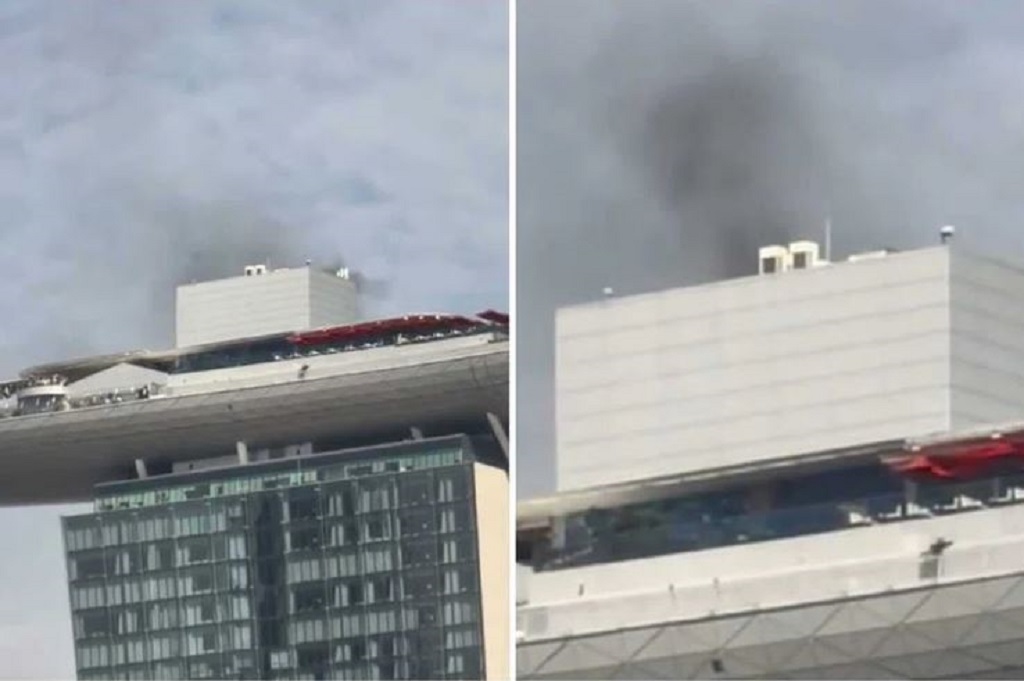 Heboh Kebakaran di Marina Bay Sands, Asap Hitam Tebal Membubung dari Atap