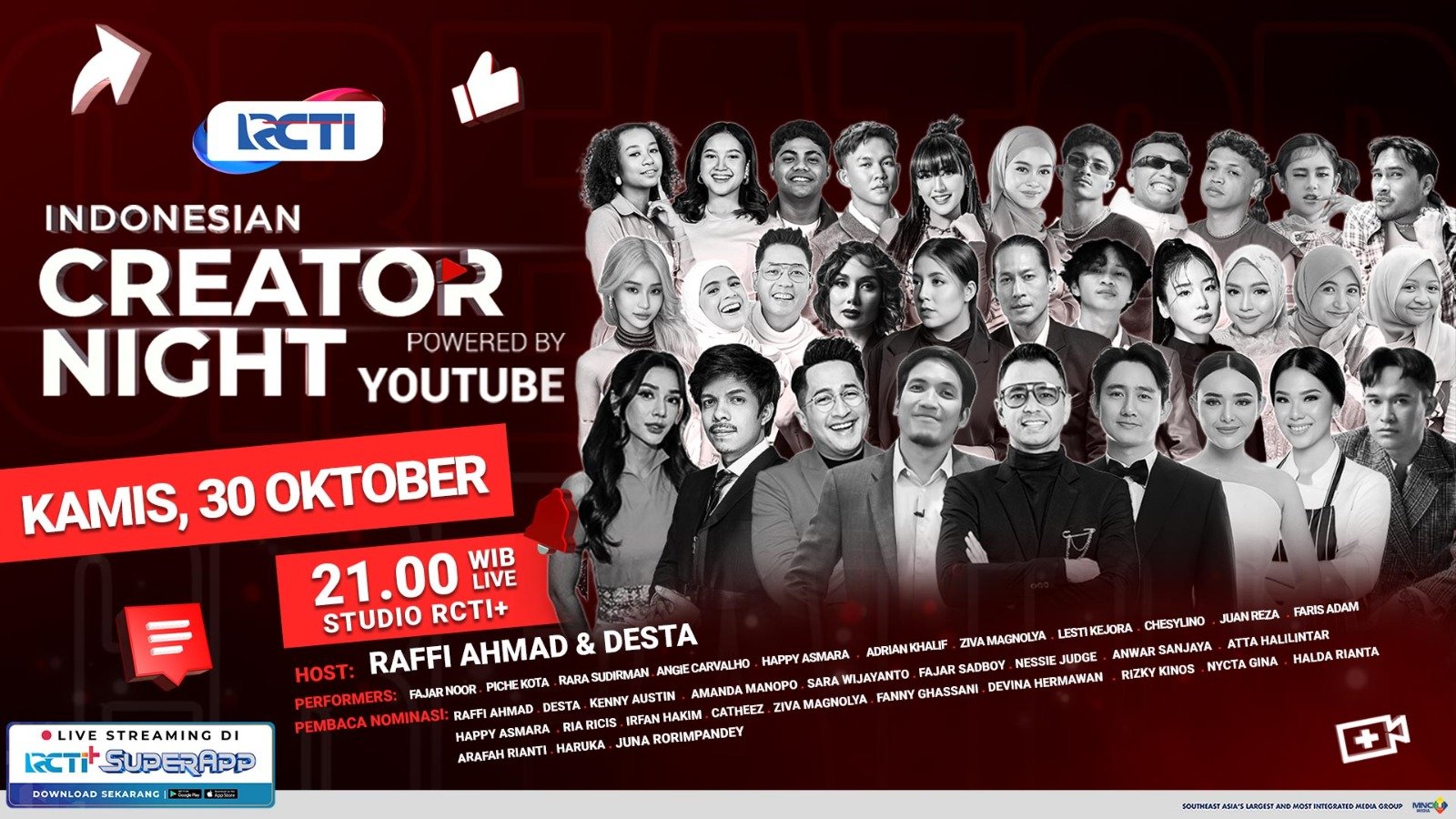 Malam Puncak Indonesian Creator Night 2025 Disiarkan Live dan Eksklusif di RCTI!