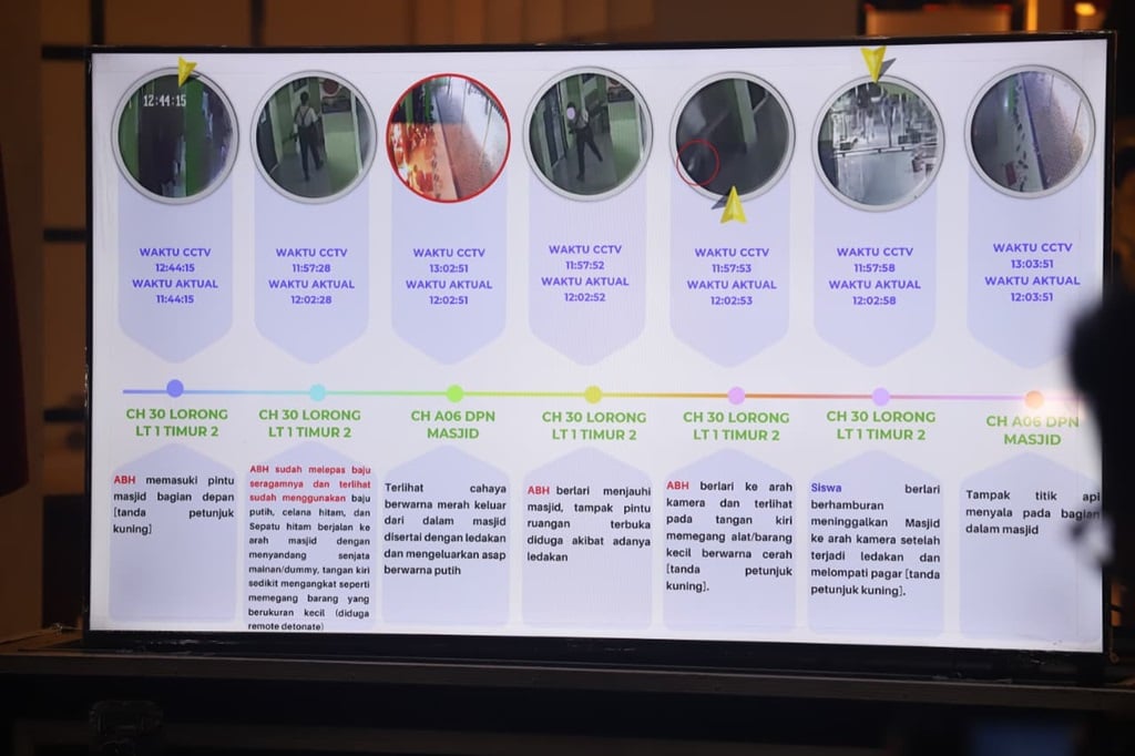 Rekaman CCTV Detik-Detik Ledakan SMAN 72, Pelaku Tenteng Senjata Mainan ke Masjid