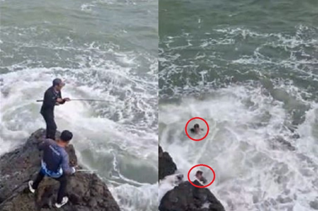 Viral! Detik-Detik 2 Pemancing di Sukabumi Hilang Dihantam Ombak Pantai Cikeueus